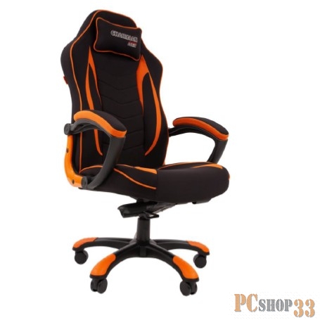 Игровое кресло Chairman game 28 чёрное/оранжевое (ткань, пластик, газпатрон 3 кл, ролики, механизм качания)