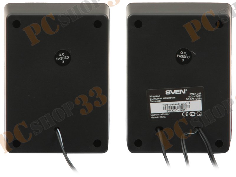 Акустическая система стерео Sven 247, 2x2Вт, портативная, черный