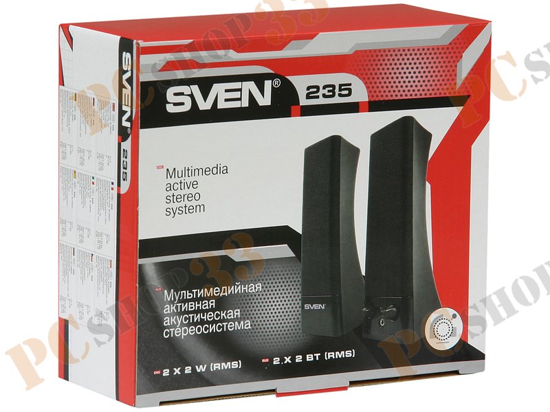 Акустическая система стерео Sven 235 2x2Вт, черный