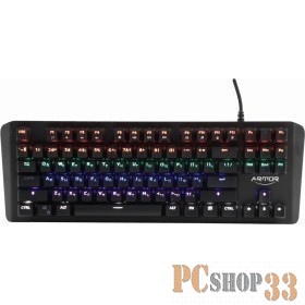Клавиатура CBR KB 882 Armor, механическая игровая, USB, 87 кл., свитчи Outemu Blue, Anti-Ghosting, N-key rollover, подсветка, 60 млн. наж., прорезин. ножки, поверхность металл, длина кабеля 1,8 м