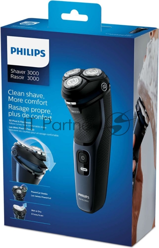 Бритва роторная Philips S3134/51 реж.эл.:3 питан.:аккум. черный