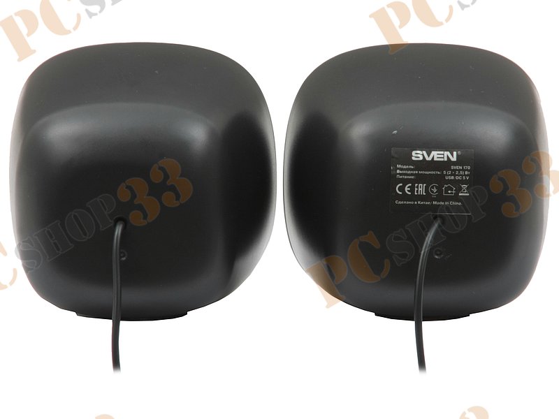 Акустическая система стерео Sven 170 2x2.5Вт, портативная, черно-белый