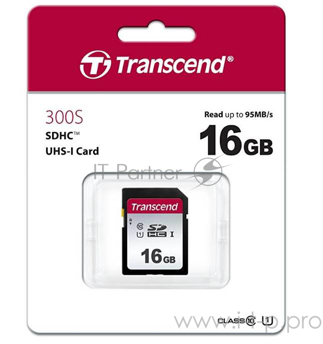 Карта памяти SecureDigital 16Gb Transcend TS16GSDC300S {SDHC Class 10, UHS-I}