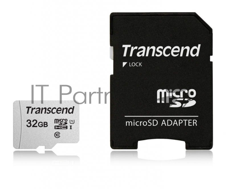 Карта памяти Micro SecureDigital 32Gb Transcend TS32GUSD300S-A {MicroSDHC Class 10 UHS-I, SD adapter}