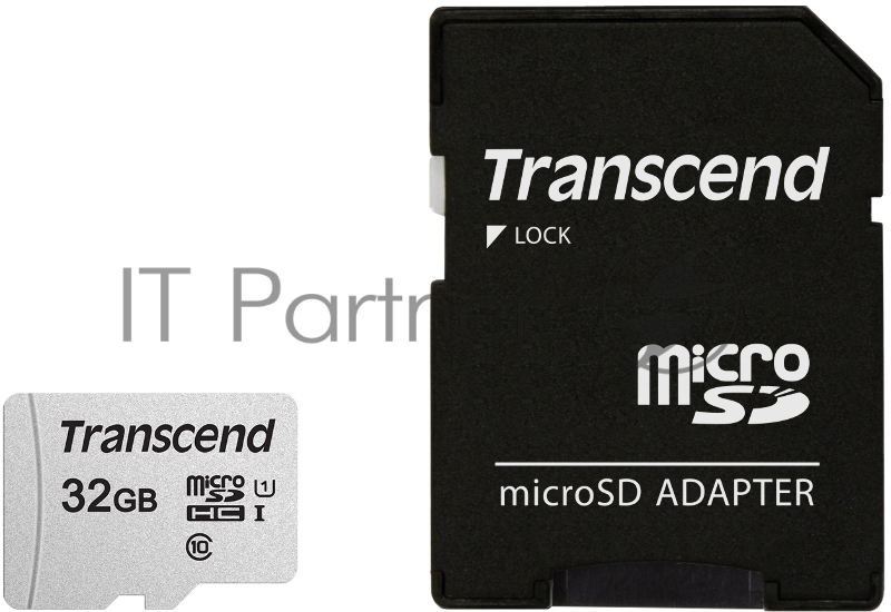 Карта памяти Micro SecureDigital 32Gb Transcend TS32GUSD300S-A {MicroSDHC Class 10 UHS-I, SD adapter}