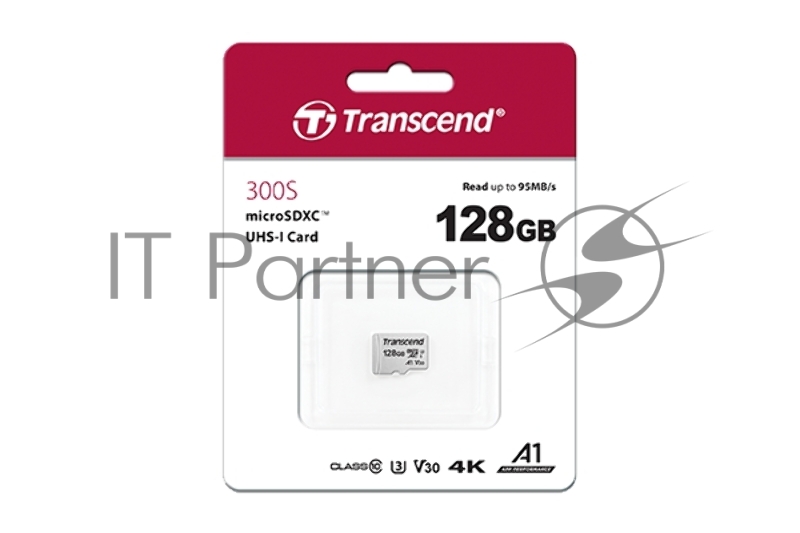 Карта памяти Micro SecureDigital 128Gb Transcend Class 10 TS128GUSD300S-A {MicroSDXC Class 10 UHS-I U3, SD adapter}