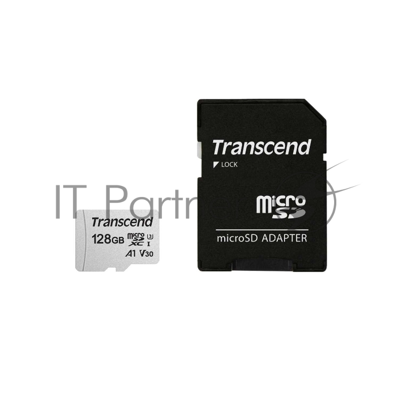 Карта памяти Micro SecureDigital 128Gb Transcend Class 10 TS128GUSD300S-A {MicroSDXC Class 10 UHS-I U3, SD adapter}