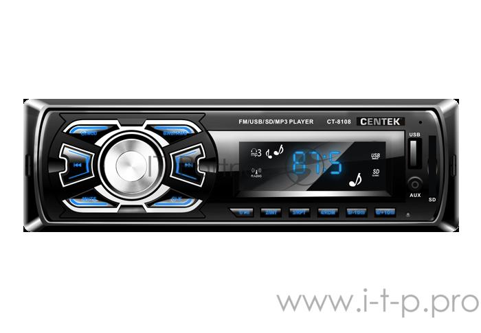 Автомагнитола Centek СТ-8108 <4х50 Вт> SD/MMC/USB, MP3, цветной LED, память 18 станций