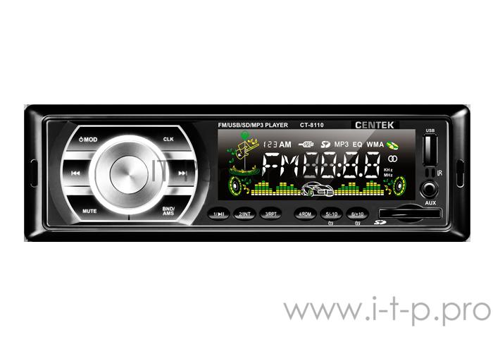 Автомагнитола Centek СТ-8110 <4х50 Вт> ПУЛЬТ, SD/MMC/USB, MP3, цветной LED, память 18 станций