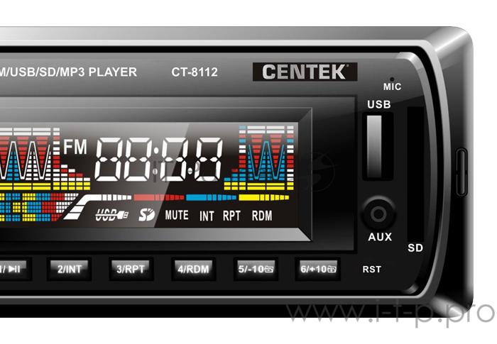 Автомагнитола Centek СТ-8112 <4х50 Вт> BLUETOOTH, SD/MMC/USB, MP3, цветной LED