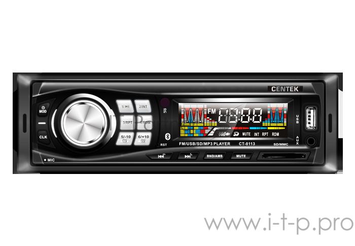 Автомагнитола Centek СТ-8113 <4х50 Вт> BLUETOOTH, ПУЛЬТ, SD/MMC/USB, MP3, цветной LED