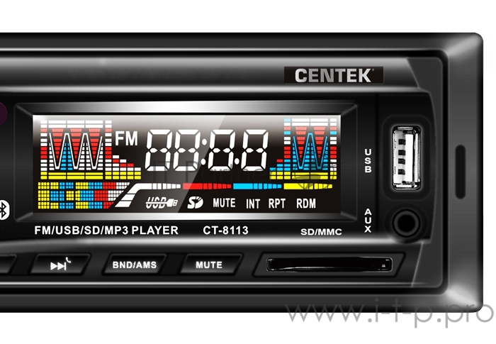 Автомагнитола Centek СТ-8113 <4х50 Вт> BLUETOOTH, ПУЛЬТ, SD/MMC/USB, MP3, цветной LED