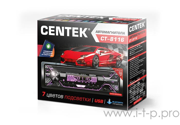 Автомагнитола Centek СТ-8116 <4х50 Вт> 7 цветов подсветки, BLUETOOTH, USB/AUX/micro SD, mp3