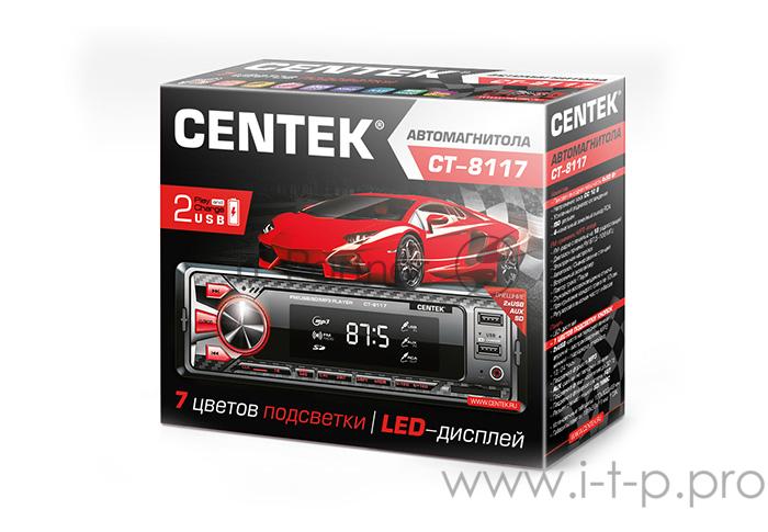 Автомагнитола Centek СТ-8117 <4х50 Вт> 7 цветов подсветки, 2xUSB/AUX/SD/MMC, mp3
