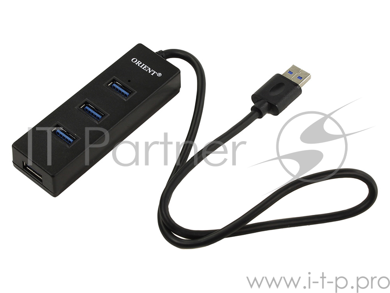 Контроллер ORIENT BC-304 USB 3.0 HUB 4 Ports, 3xUSB сверху, 1xUSB с торца, черный