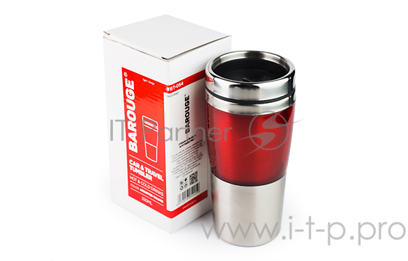 Автостакан термо BAROUGE BT-054 металл пластик КРАСНЫЙ 450мл