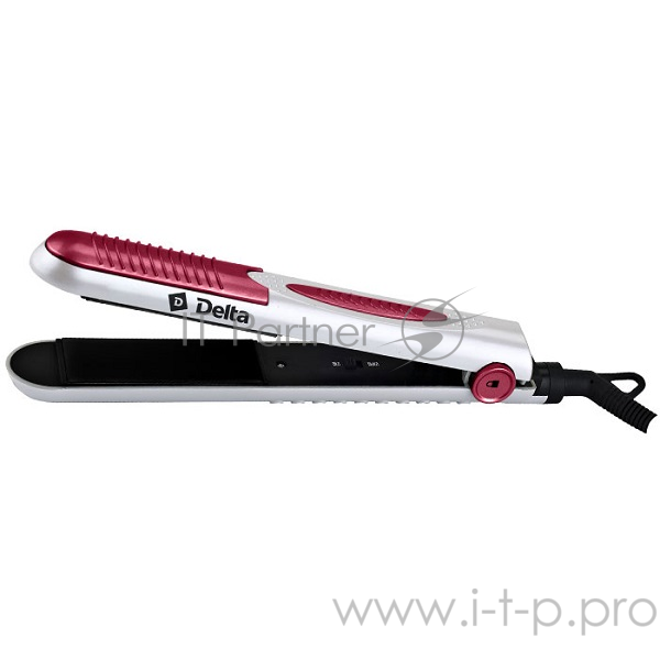 Щипцы для волос DELTA DL-0538 белый с темно-роз.:КЕРАМИЧЕСКИЕ пластины,максм.темп.200ºС (Россия)(50)