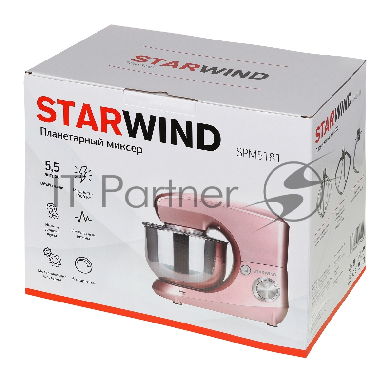 Миксер планетарный Starwind SPM5182 1000Вт розовый