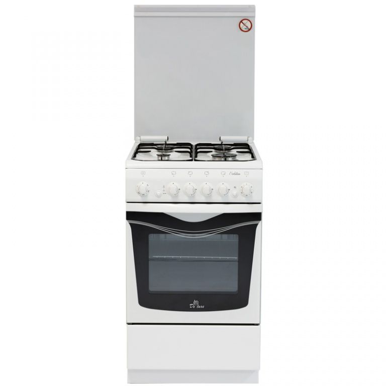 Плита комбинированная De luxe 506040.03г.кр. ЧР розжиг, терморегулятор, система газ-контроль духового шкафа, таймер, подсветка, чугунные решетки стола