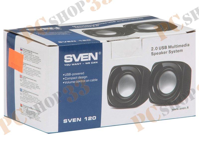 Акустическая система стерео Sven 120 2x2.5Вт, портативная, черный