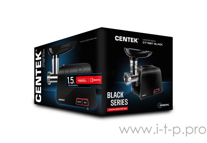 Мясорубка Centek CT-1621 Black <1600 Bт> 1.5кг/мин, стальной коннектор, 2 диска, 2 насадки