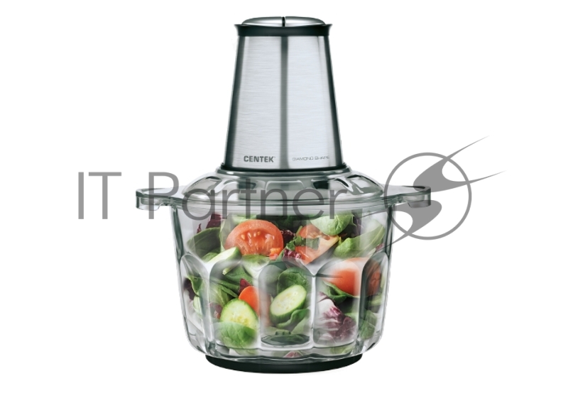 Чоппер Centek CT-1395 Сталь <600Вт> 2 скорости, стеклянная чаша 2,0л, разборные ножи, 4 лезвия