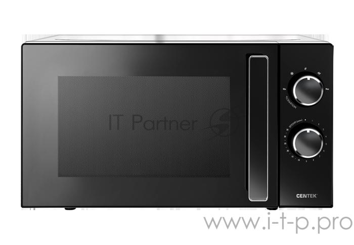 СВЧ Centek CT-1560 (Black) 700W, 20л, 5 режимов, таймер, подсветка, открыван дверцы ручкой