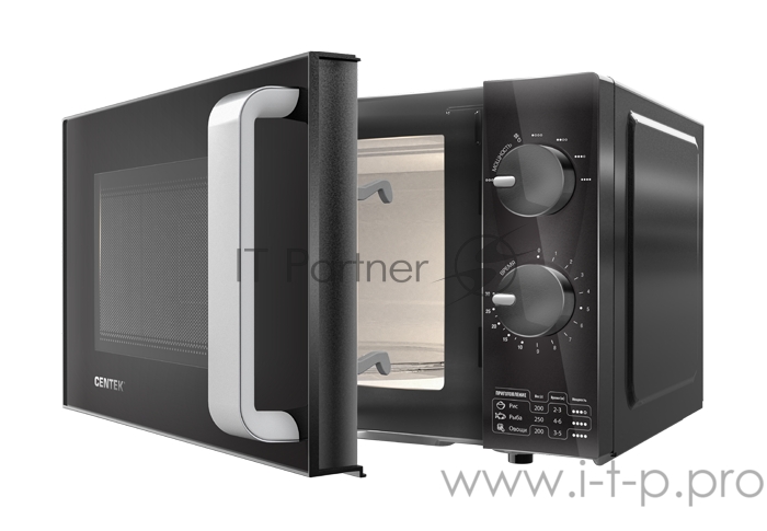 СВЧ Centek CT-1581 (черный) 700W, 20л, 6 режимов, диаметр тарелки 245 мм , таймер, подсветка