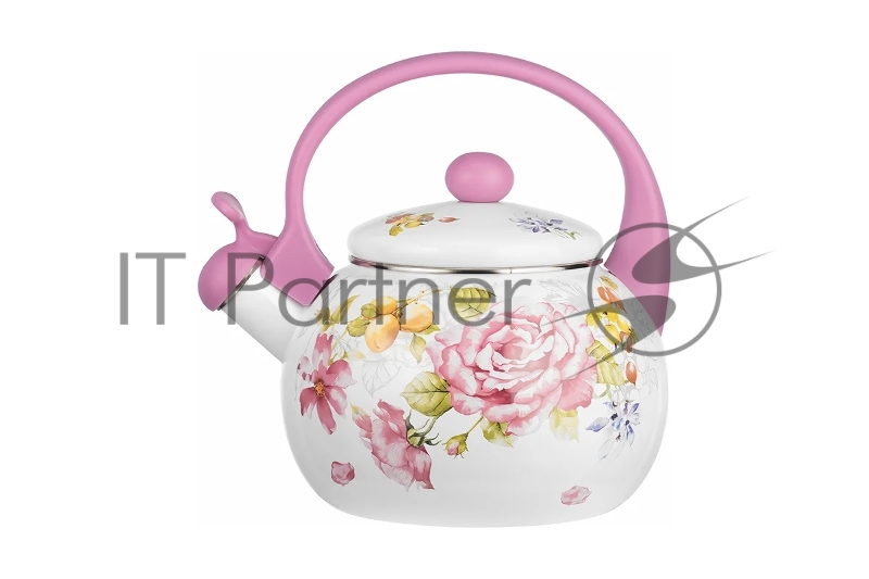 LR00-20 чайник LARA (эмаль) PINK 2.5л, индукционное дно, свисток, автоподъем крышки