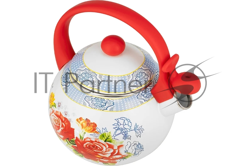 LR00-20 чайник LARA (эмаль) RED 2.5л, индукционное дно, свисток, автоподъем крышки