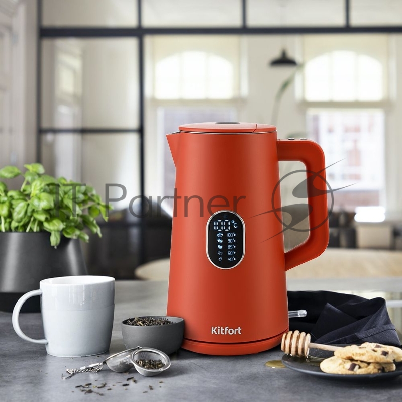 Чайник электрический Kitfort KT-6115-3 1.5л. 1800Вт красный (корпус: пластик)
