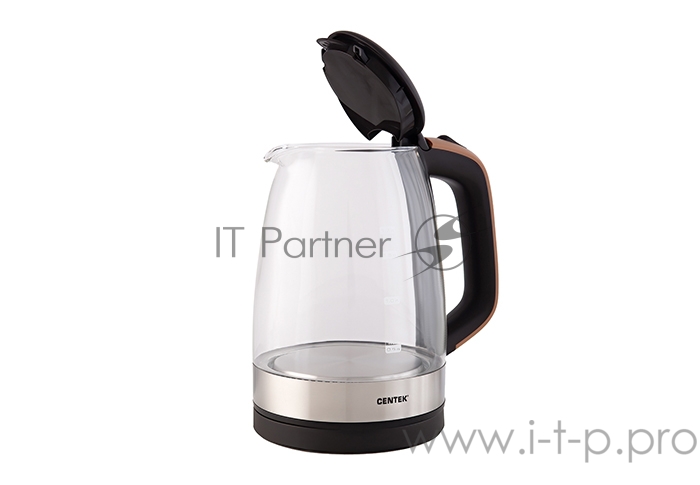 Чайник Centek CT-0065 <Beige> стекло, 1.7л 2200Вт, LED-подсветка, мерная шкала, защита от вкл б/воды