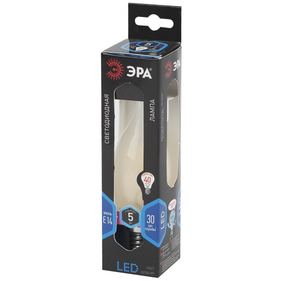 ЭРА Светодиодные лампы ЭРА Б0027928 Светодиодная лампа свеча на ветру матовая F-LED BXS-5w-840-E14 frozed