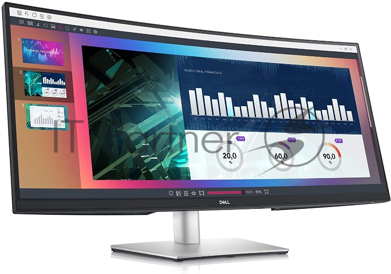 Монитор DELL P3421W DELL P3421W Curved 34,IPS , 3440x1440, 5ms, 300cd/m2, 1000:1, 178/178, HDMI,DP,USB-C,3*USB 3.2, HAS,Tilt,Swivel, 3xUSB 3.0, 3Y