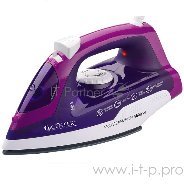 Утюг Centek CT-2348 BLUE (синий) 1800Вт, КЕРАМИЧЕСКАЯ подошва, паровой удар, самоочистка, 200мл