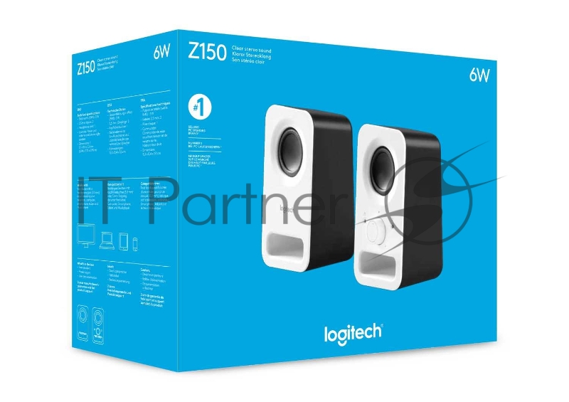 Акустическая система стерео Logitech Z150, 2x1.5Вт, бело-черный