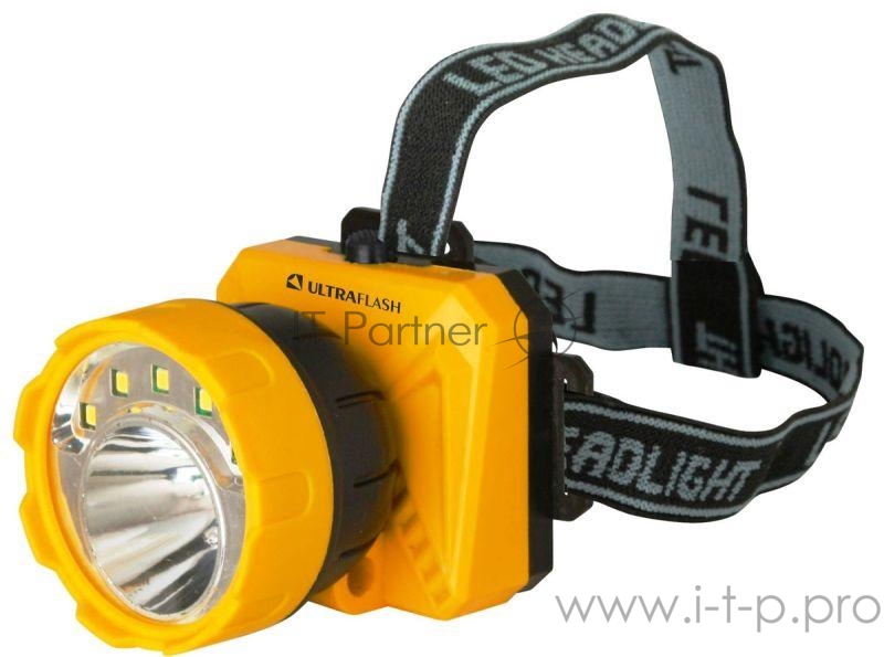 Фонарь ULTRAFLASH LED5372 фонарь налобн.желт /черн. 5SMD + 1 Вт LED. 2 реж. пласт. бокс