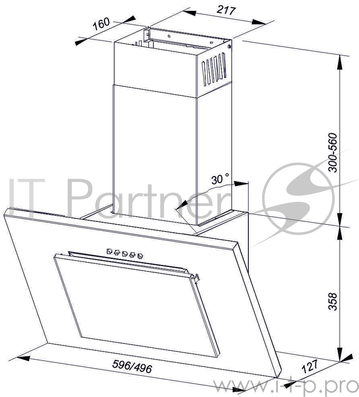 Вытяжка LEX MINI 600 WHITE 180Вт 37 дБ 420 м3/час белый