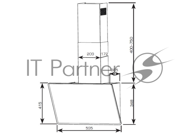 Вытяжка Centek CT-1829-60 Black <наклонная> ширина 60 см, 1000 м3/час (233 Вт), 3 скор, LED, сенсор