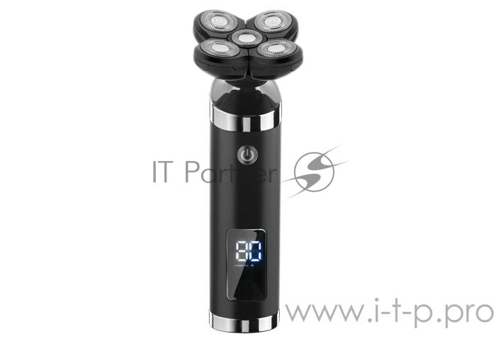 Бритва Centek CT-2151 (черн) ротор 4D, ВЛАЖНОЕ БРИТЬЁ, 5 плав.голов, USB, зарядка 1 час, LiIon800мAч