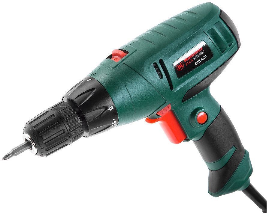 Дрель, Шуруповерт Hammer Flex DRL 420А Дрель-шуруповерт 522508 { 300Вт 10мм 0-400/0-1450 об/мин реверс 29Нм }