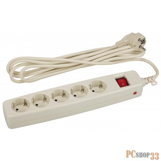 ЭРА Удлинители бытовые, Сетевые фильтры ЭРА C0039537 Сетевой фильтр SF-5es-2m-I бежевый {3x1 мм2, со шт, с выкл, 5гн, 2м, защита от короткого замыкания, от перегрузки, от импульсных и высокочастнотных помех}