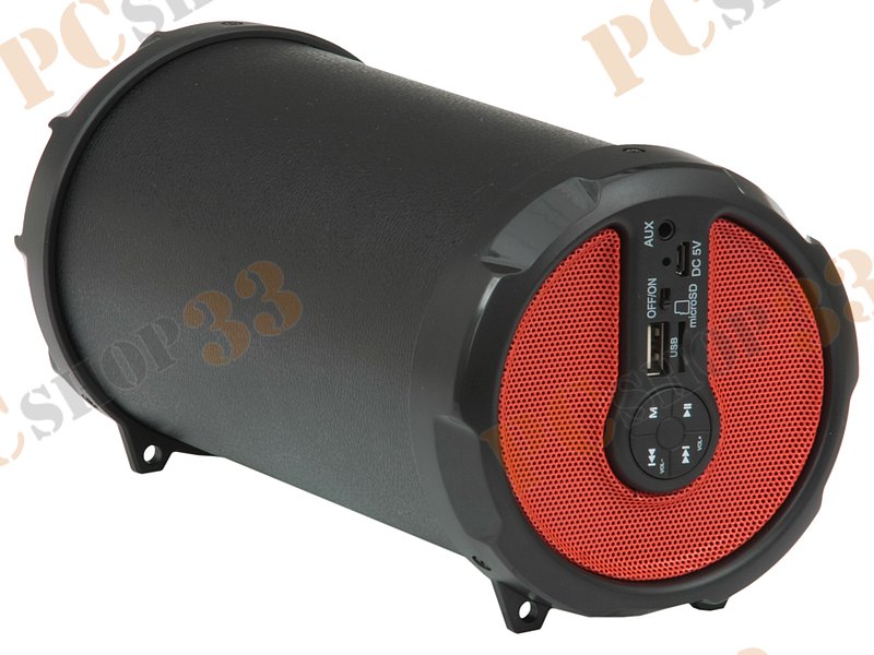 Акустическая система 2.1 Ginzzu GM-987B, сабвуфер 5Вт, сателлиты 2x2.5Вт, портативная, с MP3 плеером, с FM радио, черно-красный (Bluetooth)