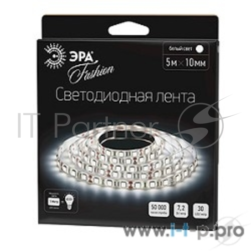 Светодиодная лента ЭРА Лента светодиодная 7,2Вт/м LS5050-30LED-IP20-W Холодный белый {Лента светодиодная (5м/10мм)}