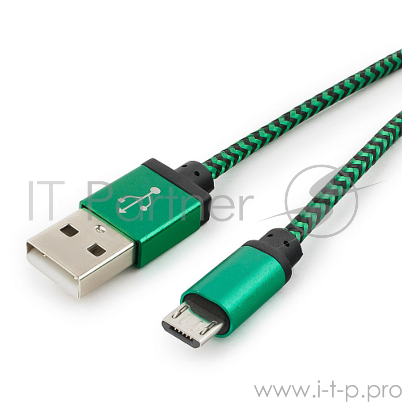 Кабель Gembird Кабель USB 2.0 Cablexpert CC-mUSB2gn1m, AM/microBM 5P, 1м, нейлоновая оплетка, алюминиевые разъемы, зеленый, пакет