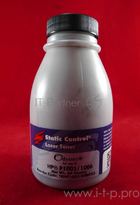 Тонер Static Control для HP LJ P1005/1006/1505 (Odyssey, 3 ver.), 80 г, флакон