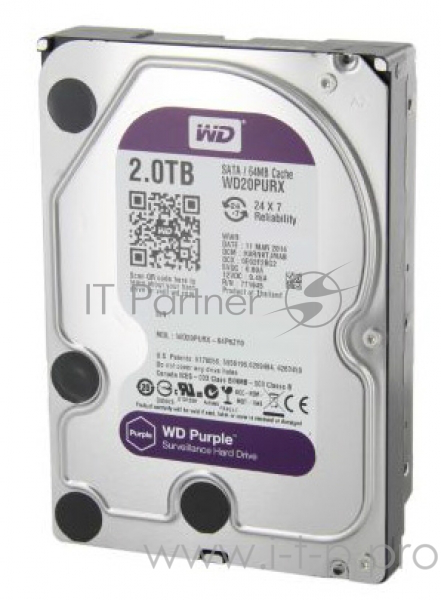 Жесткий диск 2TB WD Purple (WD20PURX) {Serial ATA III, 5400- rpm, 64Mb, 3.5