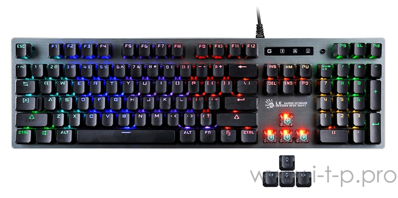 Клавиатура A4 Bloody B765 механическая серый USB for gamer LED