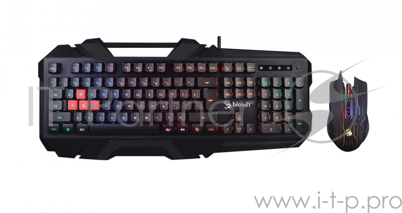 Клавиатура + мышь A4 Bloody B2500 клав:черный мышь:черный USB беспроводная
