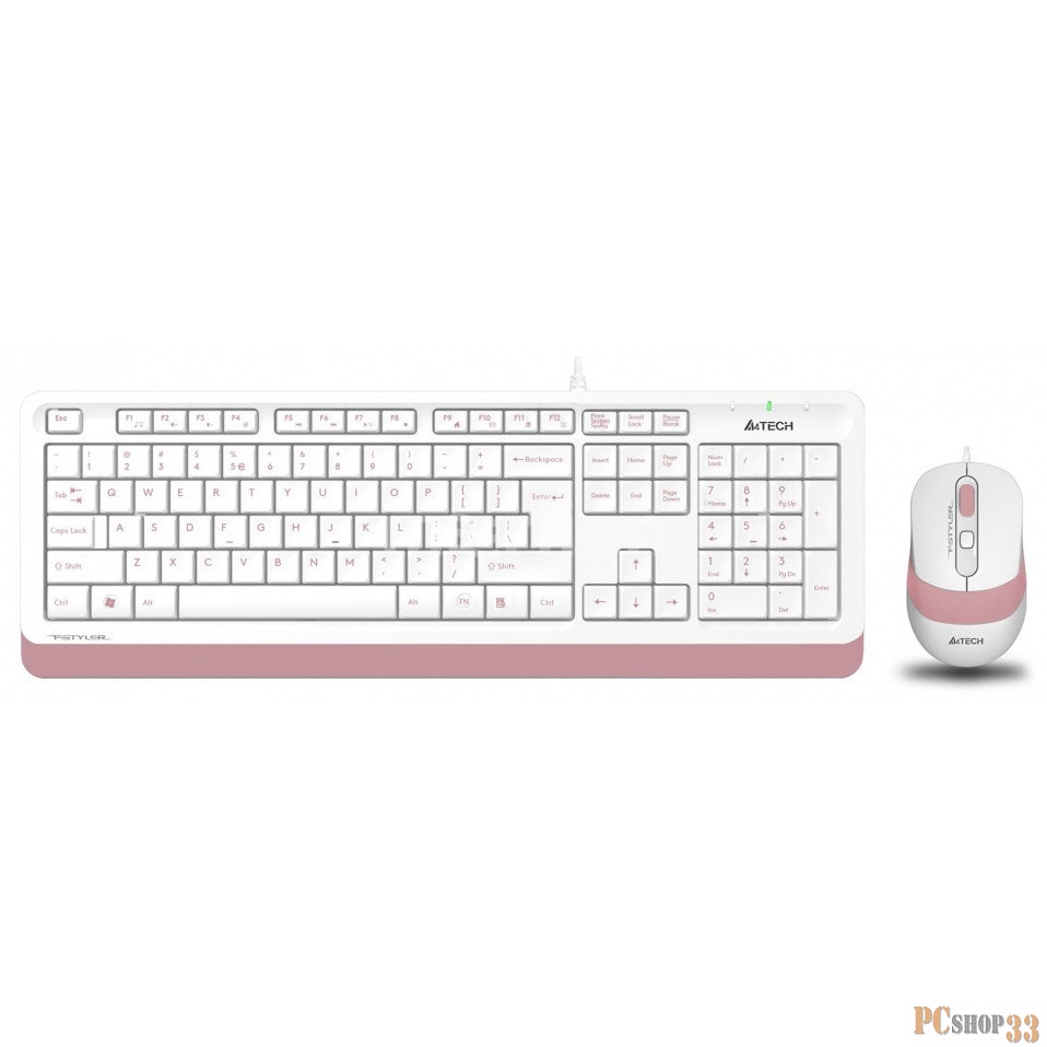 Клавиатура + мышь A4 Fstyler F1010 клав:белый/розовый мышь:белый/розовый USB Multimedia